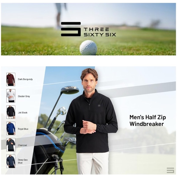 Three Sixty Six Men’s Vented, Dry Fit, 1/4 Zip Golf Jacket -(Burg) Size X-Large - Picture 13 of 14